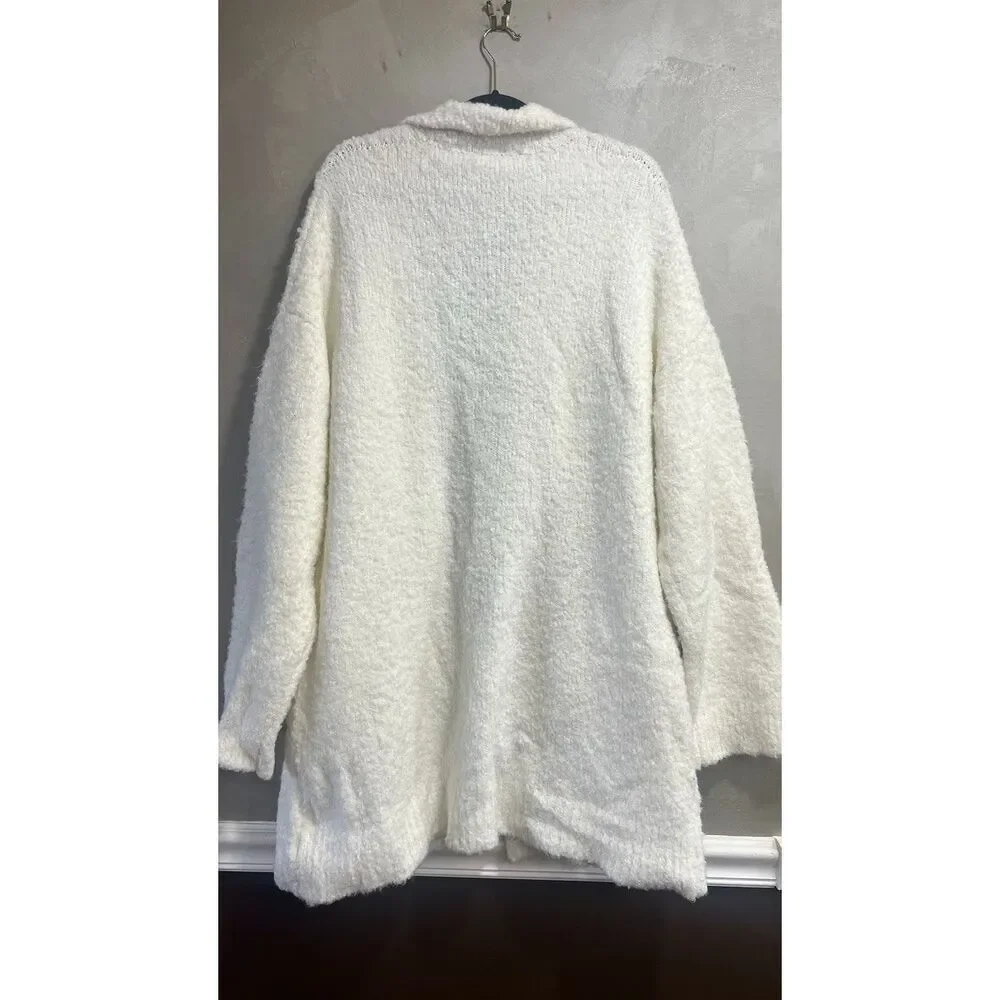 St. John White Light Weight Loop Knit Notch Collar Coat XL $1395